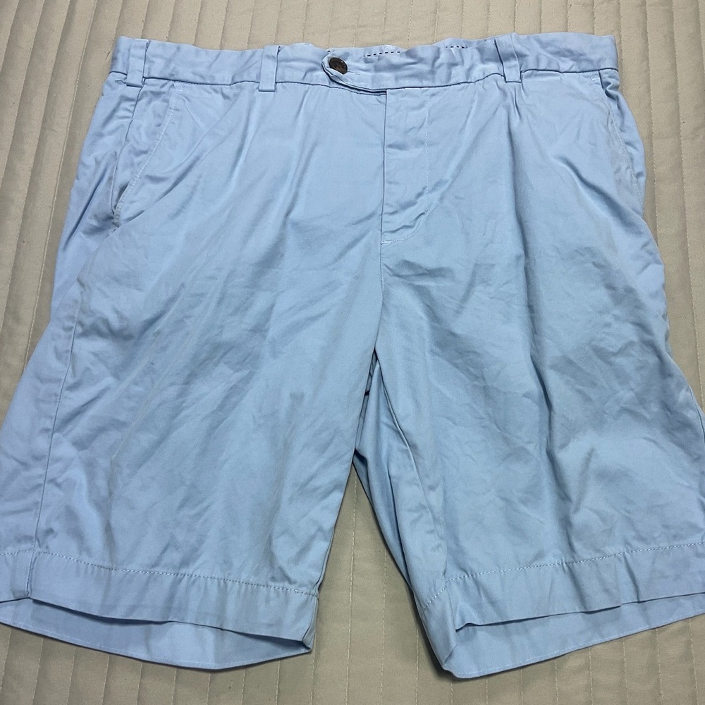 Brooks Brothers Mens Light Blue Bermuda Chino Shorts Cotton Flat Front Size 36